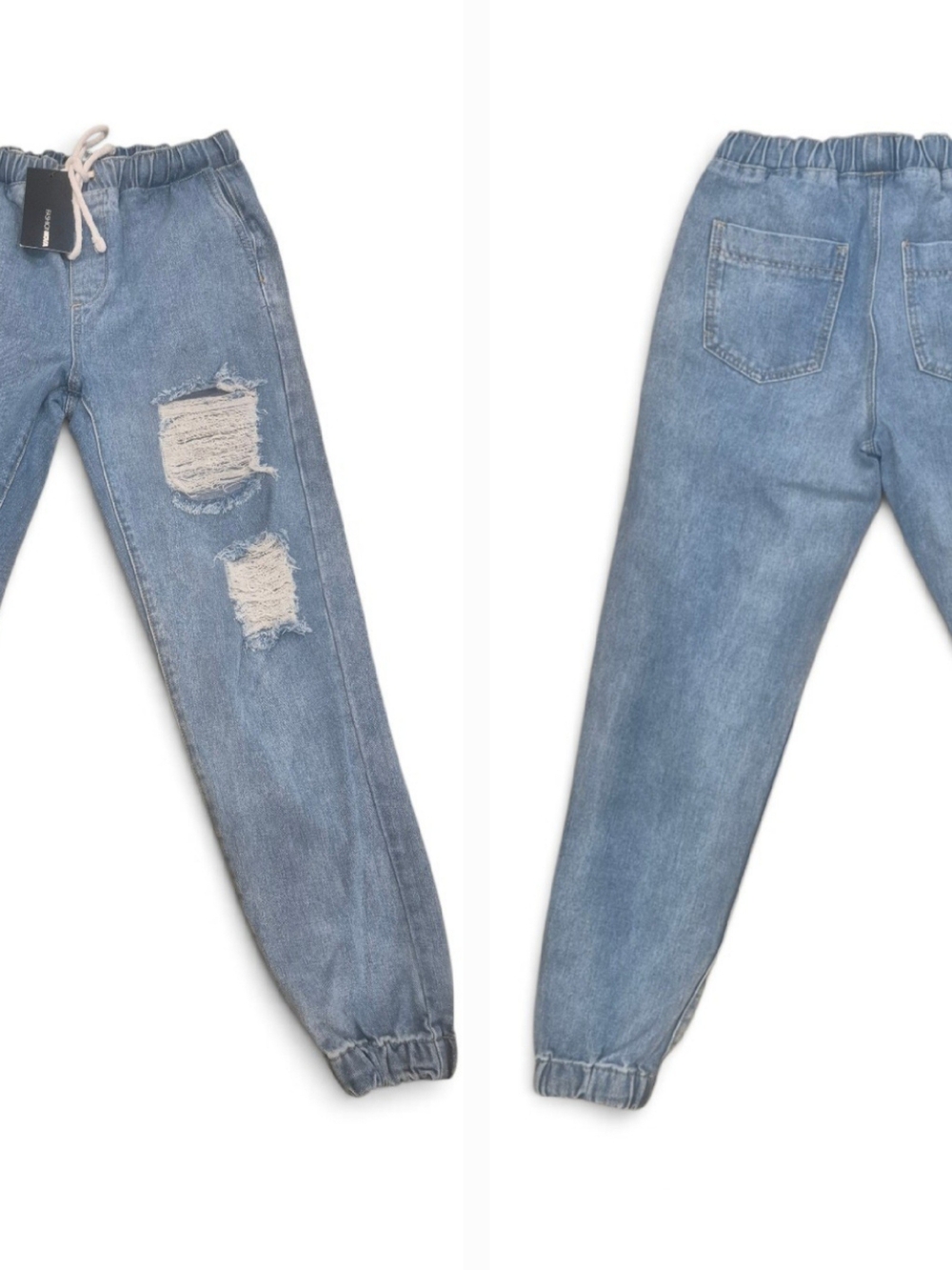 Fashion Nova Ripped Denim Joggers  S
